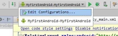 edit configurationsc߅ľGɫ“+”̖xandroid application